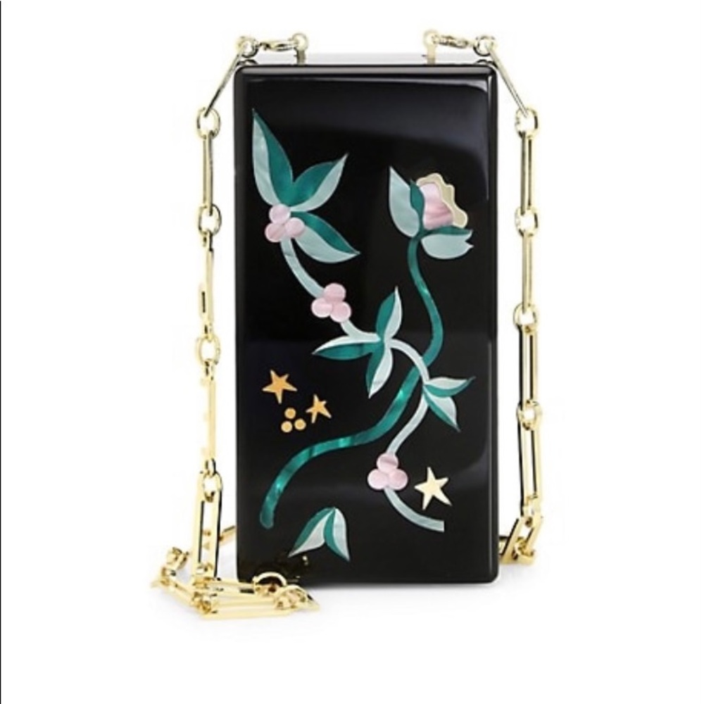 Edie Parker floral stats convertible strap clutch